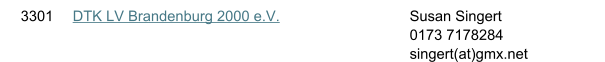 3301 DTK LV Brandenburg 2000 e.V. Susan Singert 0173 7178284 singert(at)gmx.net